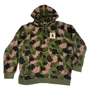 Teddy Fresh Leaf Camo Hoodie Sweatshirt Green Pink Size XL Hoodie